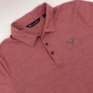 TravisMathew Mens Pima Cotton Blend Polo Shirt Red Heathered Short Sleeve Size L